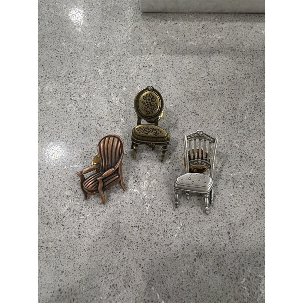 Vintage JJ Mini Chair Pins Set Trio